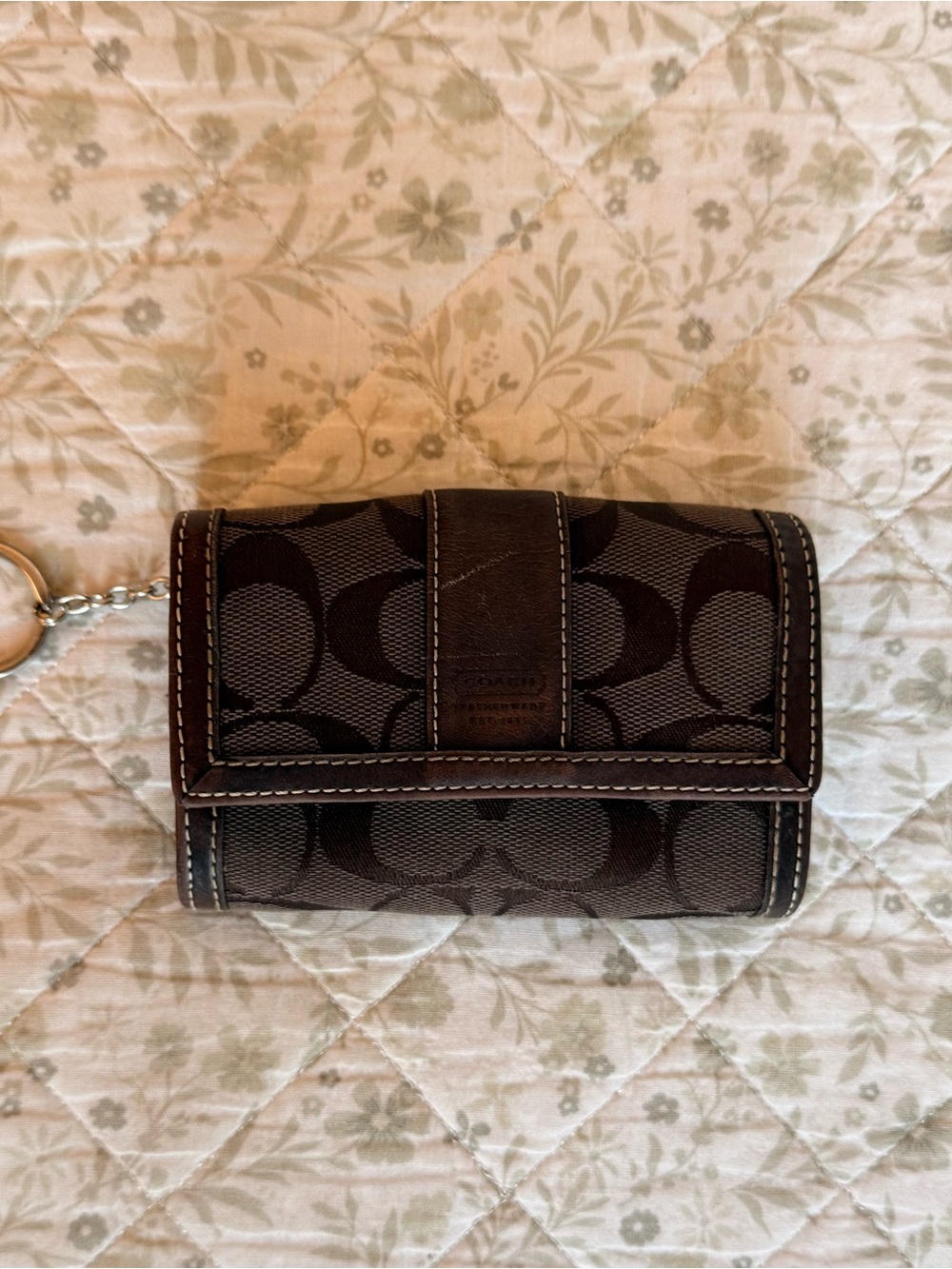 Vintage Coach brown leather monogram wallet